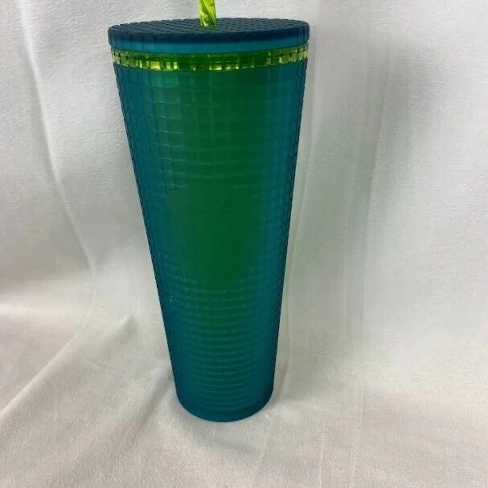 Starbucks‎ Winter 2022 Green / Yellow / Blue Studded Grid 24oz Venti Tumbler Cup